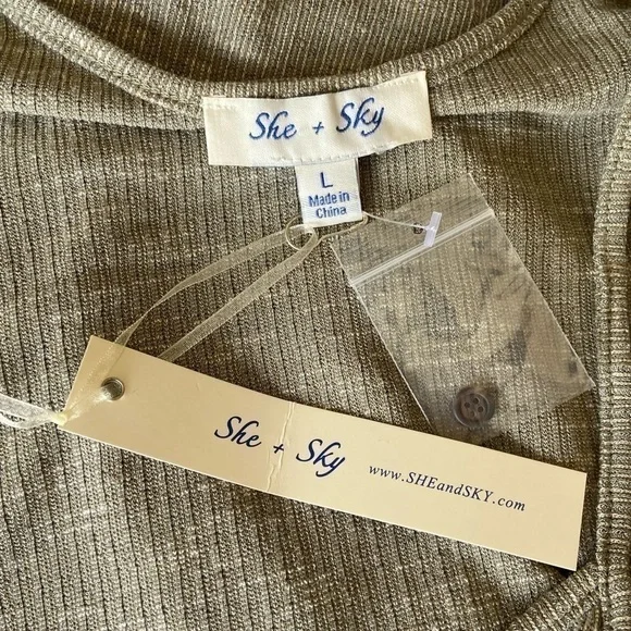 NWT Sage Ribbed Summer Top - Large - Picture 4 of 5